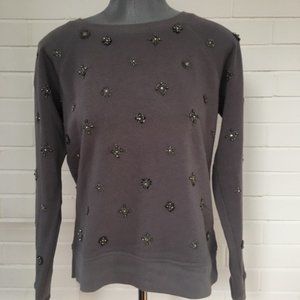 JCREW dark grey embellished Jersey top